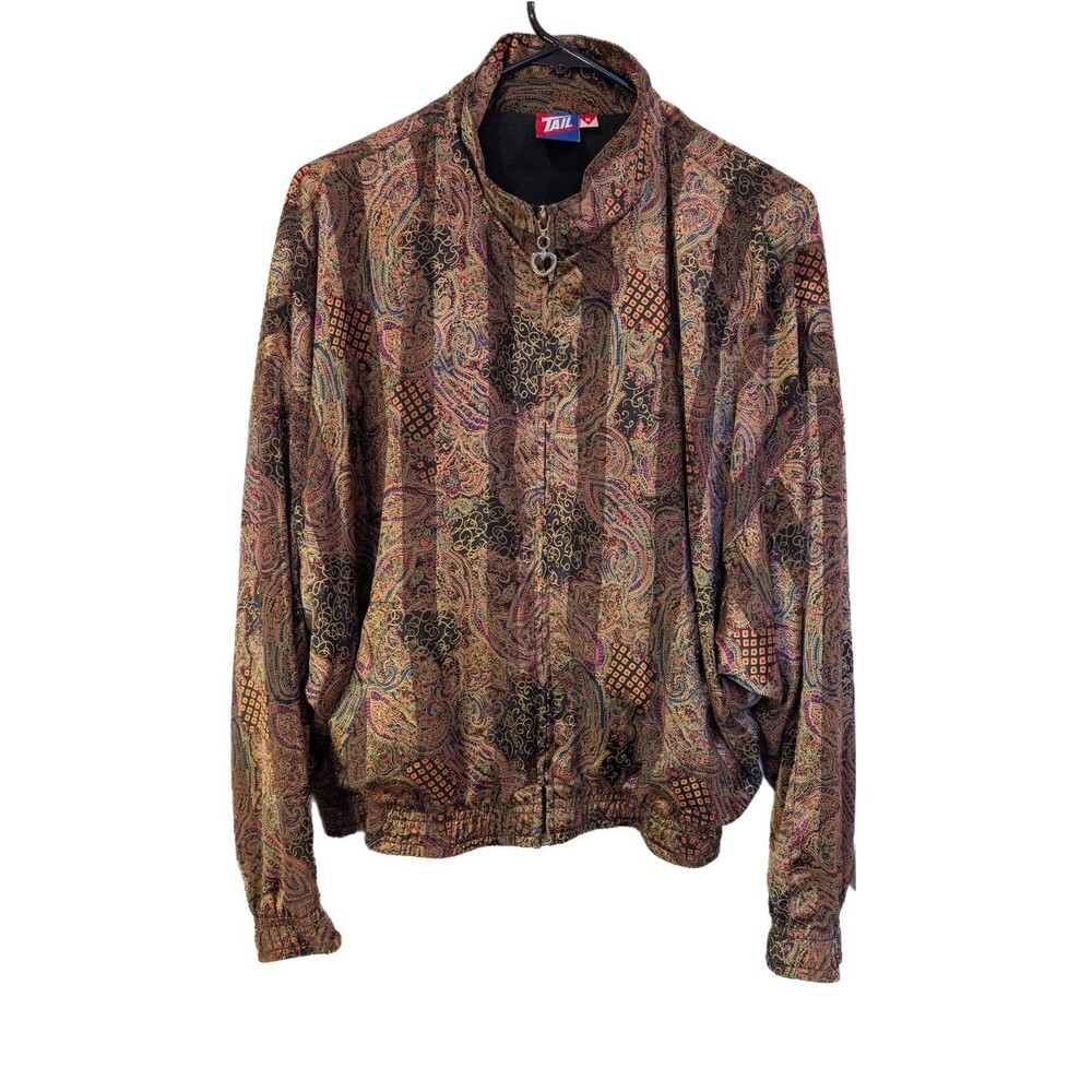 Women's Vintage Tail Microfiber Paisley Windbreaker Multicolor Large 80s 90s
